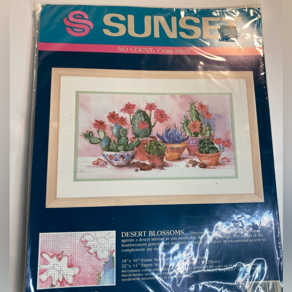 Vtg 1989 Sunset Dimensions No Count Cross Stitch Desert Blossoms Ann Craig 13901